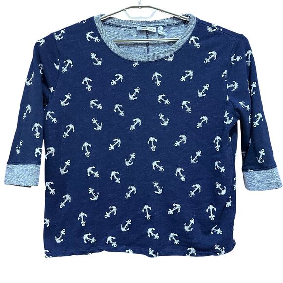 IB Diffusion Sweatshirt XL Blue Anchor Pullover 3/4 Sleeves Cotton Blend Coastal - Picture 1 of 7